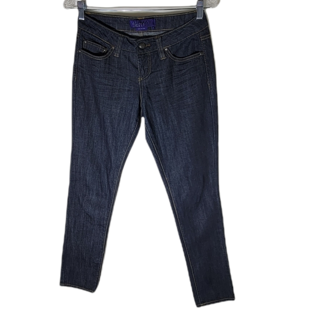Miley Cyrus Max Azria skinny jeans women' 7 low rise dark wash stretch denim Y2K